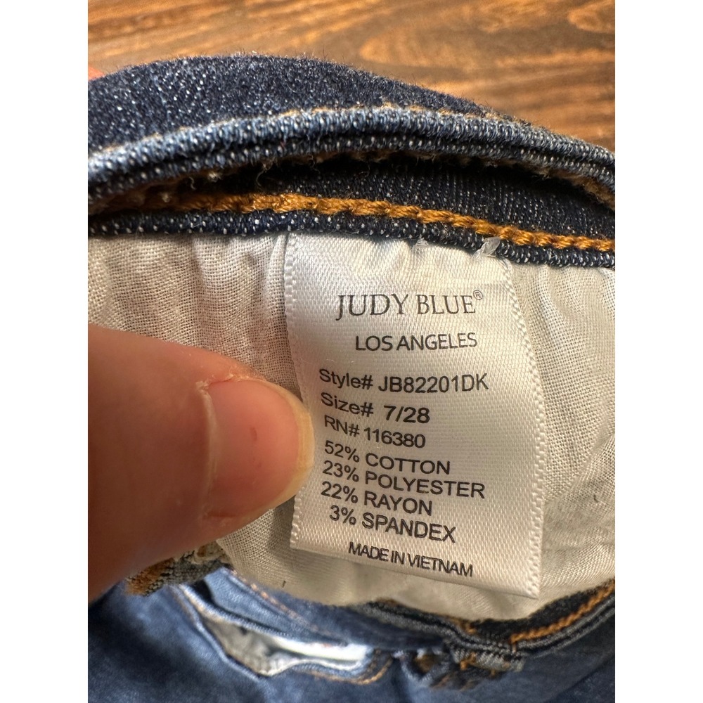 Judy Blue Skinny Fit Dark Wash Raw Hem High Rise Jeans JB82201DK Size 7 28 - Picture 6 of 11